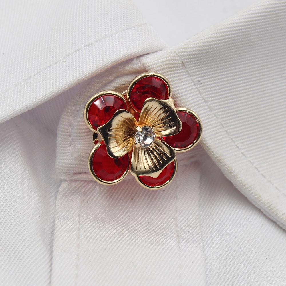 2026 new 23MM high-end temperament style gold retro flower rhinestone French shirt cufflink set simple wedding dress decoration