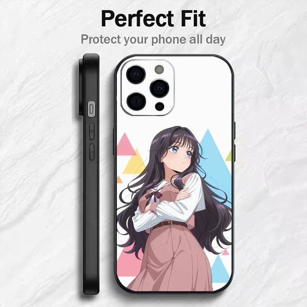 

W-Waguri k-Kaoruko Anime Phone Case For iPhone17,16,15,14,13,12 Plus,Max Soft Silicone Black Cover iPhone16pro