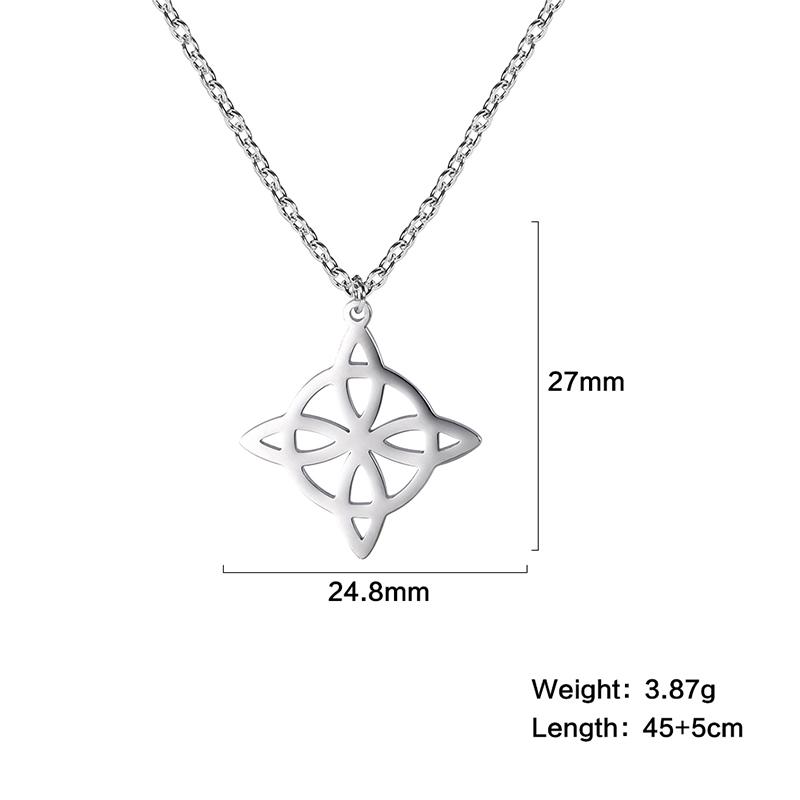 Teamer Stainless Steel Irish Witch Knot Celtics Knot Pendant Necklace Women Men Snake Chain Necklace Amulet Jewelry Wholesale