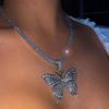 Luxury Rhinestone Butterfly Necklace Sweater Chain