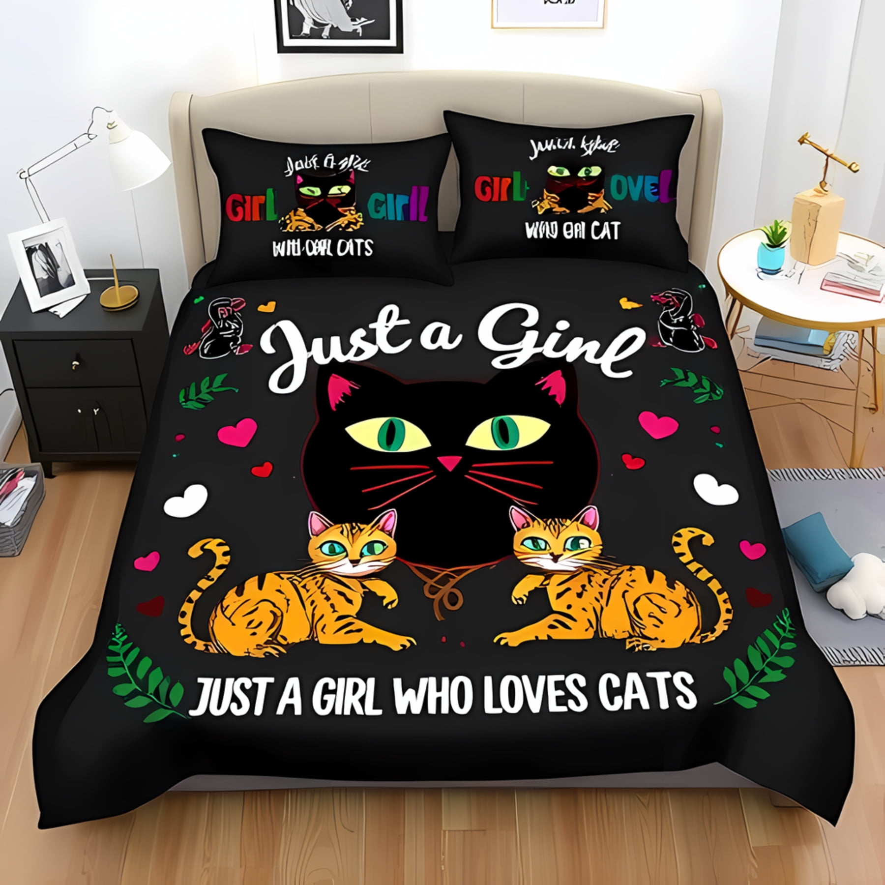 

Comforter Black Cat With Grayscale Cat Design Blue Eyes Elegant Bedding For Unique Bedroom Style Suitable Kids Adults Comforter (quilt)-EU Single(135*200cm)3pcs