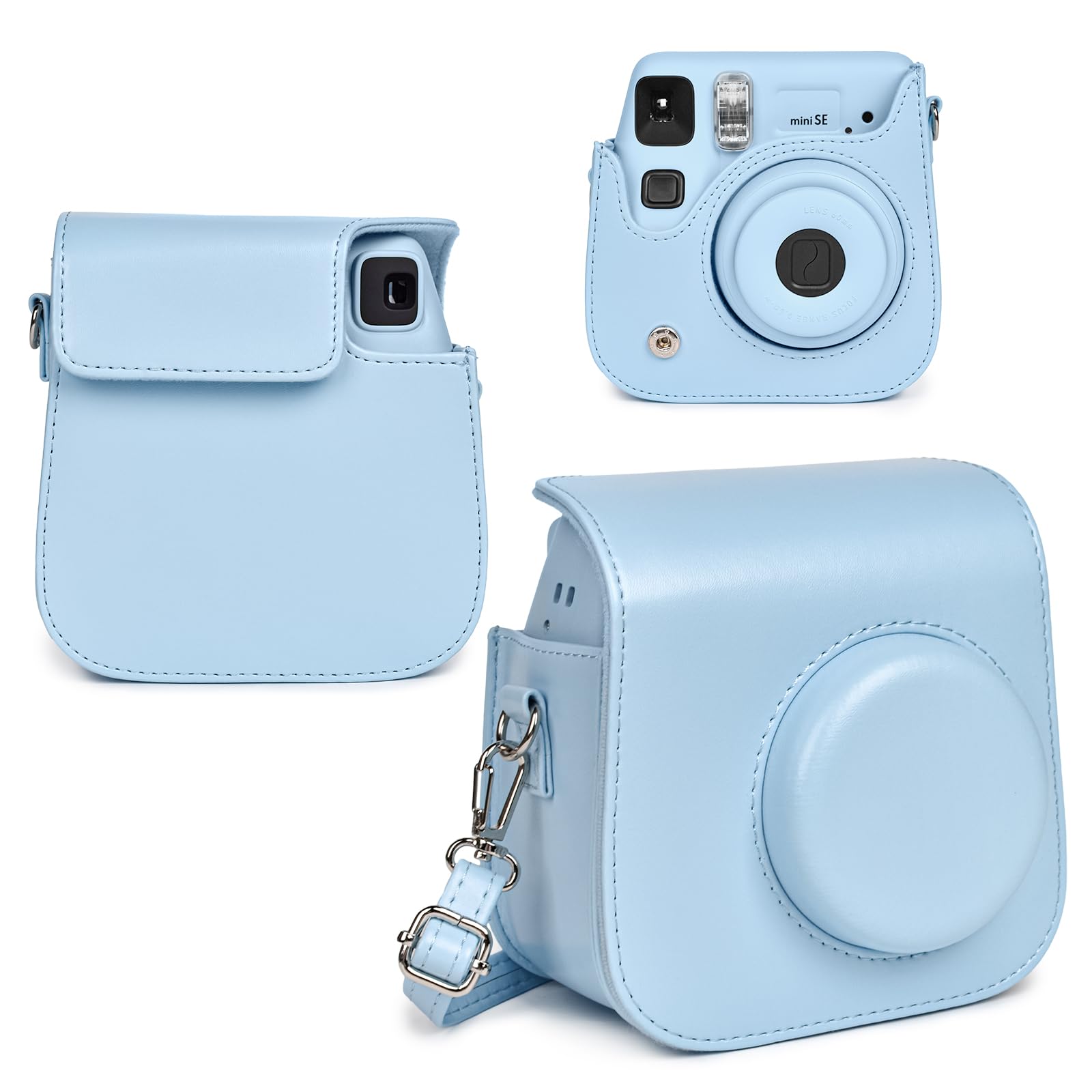 

RIEIBI PU Leather Protective Case for Fujifilm Instax Mini SE/7+ Camera - Adjustable Shoulder Strap, Instax Mini SE/7+ Case, Blue. Camera Case