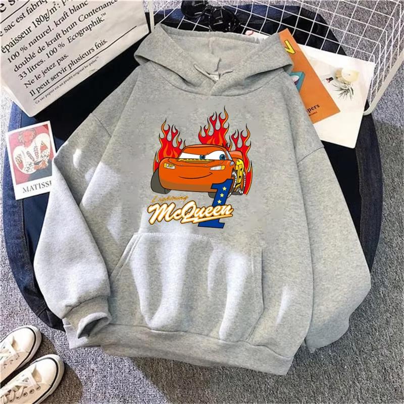Cars Lightning McQueen Hoodies Women Vintage Jasmine Kawaii Hooded Pullover Clothes Cartoons Sweatshirt Harajuku Aesthetic Tops