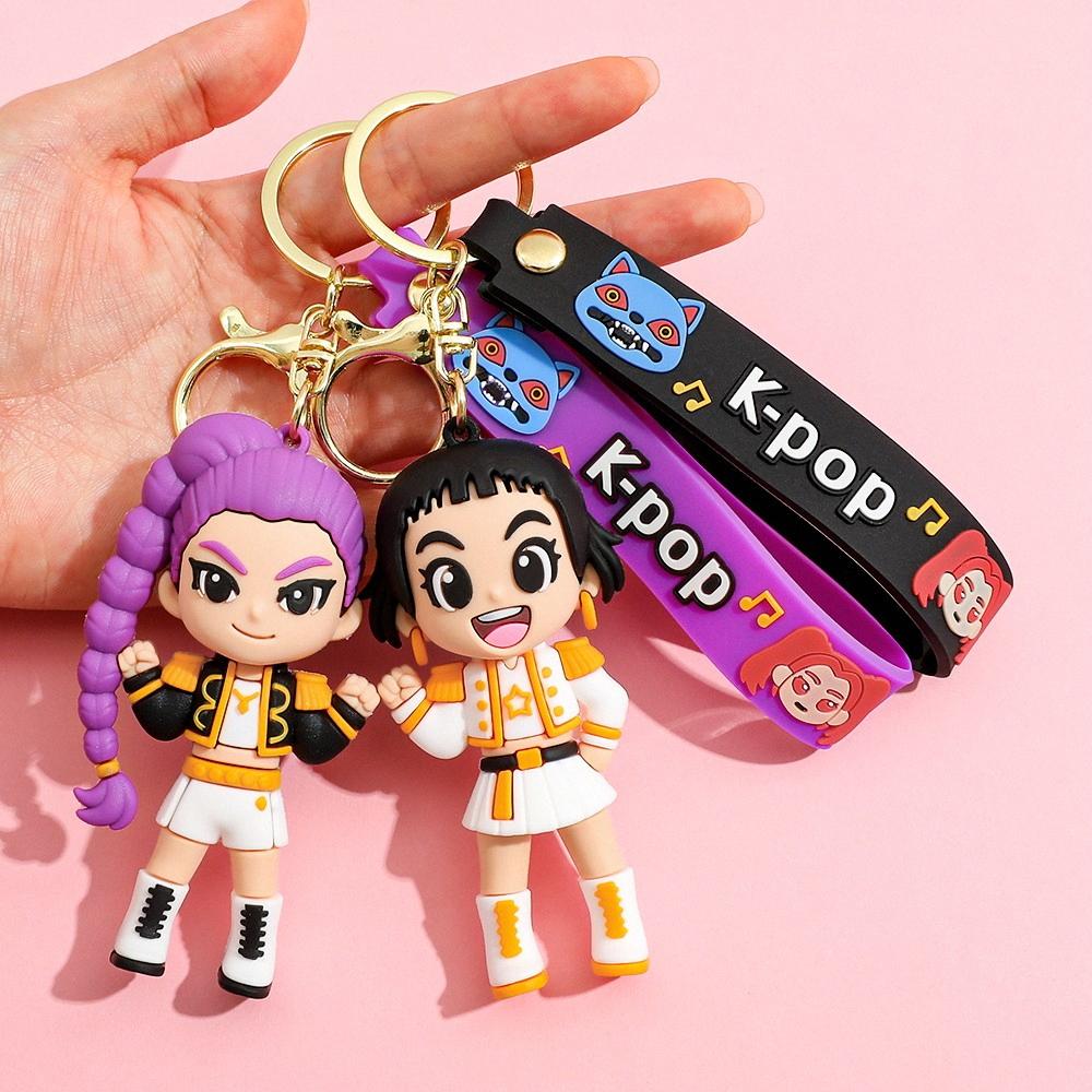 New KPOP Demon Team Keychain, Tiger Character PVC Figure Keychain, Cute Harajuku Style Key Ring for Kids & Fans Halloween