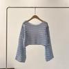 Women’s Short-sleeved Openwork Knitted Top for Spring and Summer A Stylish Lightweight Sun-protective Cover-up