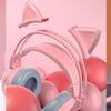 Cat Ear Headphones with Noise Reduction Microphone, Detachable Ears, All-Wrap Ear Cups, Over-Ear Gaming Headset (Pink)