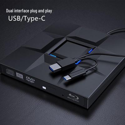 Universal USB 3.0 Type-C Blu-ray Optical Drive for Laptops - Region-Free External BD-ROM