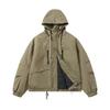 Winter Outdoor Hooded Padded Jacket Men Women Solid Color Multi-Pocket Hiking Camping Coat