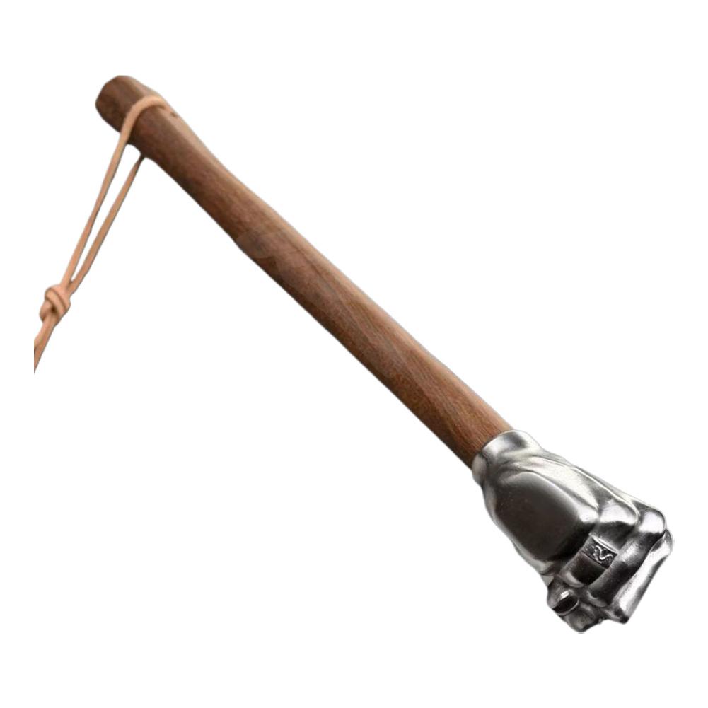 1Pcs Handicraft Multifunctional Hammer Stainless Steel Vehicle-mounted Fist Shape Hammer Wood Handle Decorative Ornament Gift