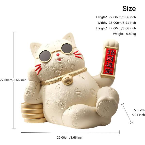 Aris & Juno Coole Sonnenbrille Glückskatzen-Statue - Harz Modernes Feng Shui Dekor für Zuhause Büro Geschäft, für Glück
