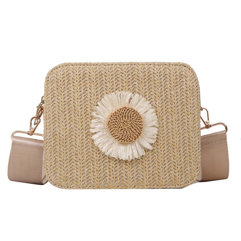 Stylish Fresh Summer Bag Woven Flower Crossbody For Women Chic Square Design