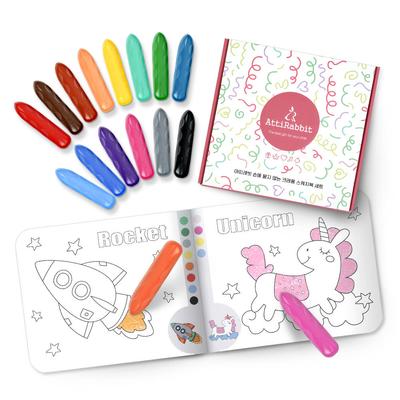 Atti Rabbit Baby Toddler Crayons 16 Colors Non Stick Easy Grip Washable Crayons
