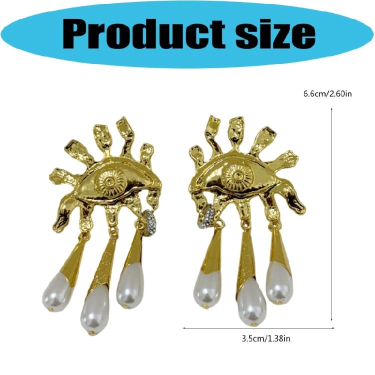 Exaggerated Eye Shape Dangle Earrings Statement Earring Alloy Texture Ear Studs Accessory Present for Woman and Girls