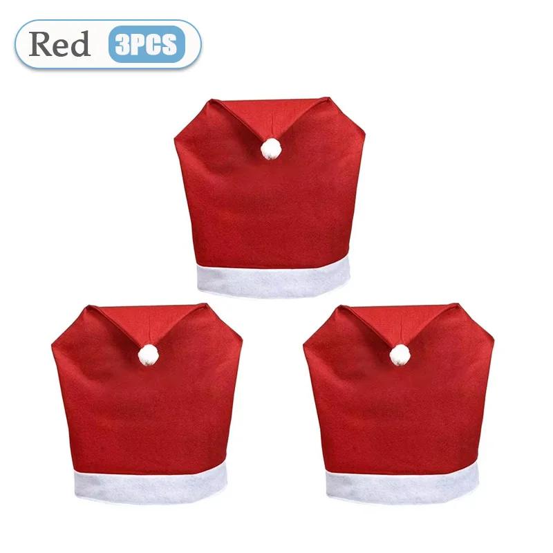 1-20PCS Christmas Chair Covers Red Polyester Dining Chair Decor with Santa Hat Back Covers, Holiday Table Setting Party Supplies