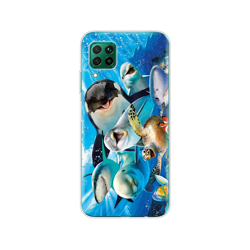 Pouzdro s motivem delfína pro Huawei P40 Lite E P40 Pro P Smart 2020 kryt pro Huawei Y5P Y6P Y7P Y8P Y6S Y9S NOVA 5T