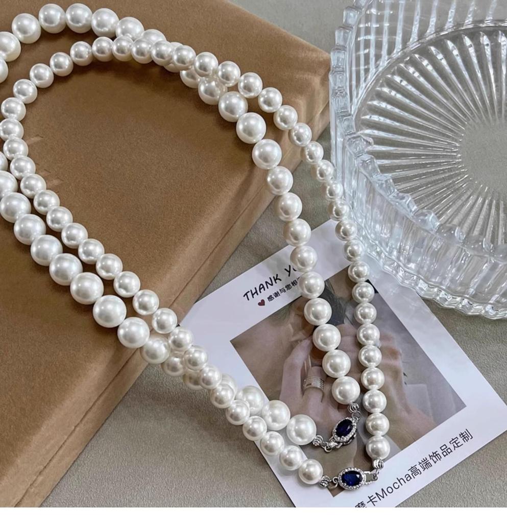 Windsor Sapphire Pearl Necklace: Women's Luxurious Osjka Pearl with Strong Luster