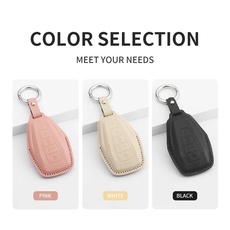 Interior Mouldings Leather Car Key Case Cover Protector Shell Fob Accessories  For Geely Coolray X6 X7 EX7 Geometry C Emgrand Gl