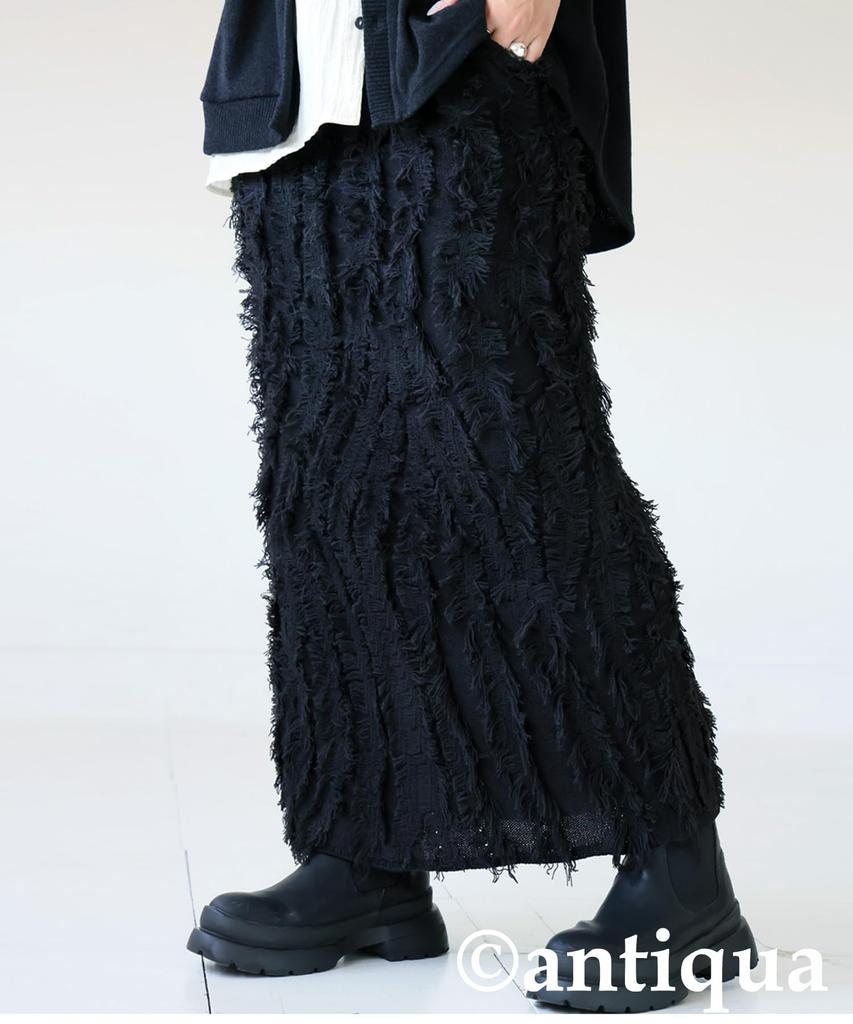 Antiqua Fringe Knit Plus to Size All Black Skirt, Women's, EP-00133, (equivalent L-XXL), 04,