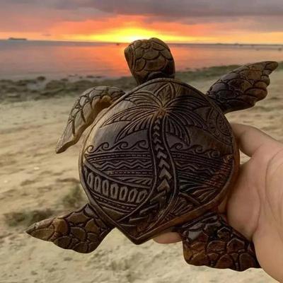 Neue Hawaiianische Schildkröten-Holzschnitzerei Schildkröten-Harz-Handwerksornamente Simulationsornamente Garten Gartendekoration