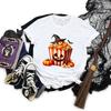Halloween Popcorn Graphic Short Sleeve Tshirt Women Pumpkin Witch Hats Graphic Classic Tops Horror Popcorn Halloween Tshirts
