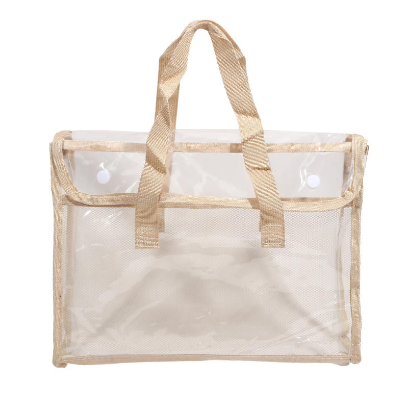 PVC Self Stick File Bag Large Capacity Waterproof Expandable Document Folder Transparent Handheld Portable Storage Organizer For Office School Home