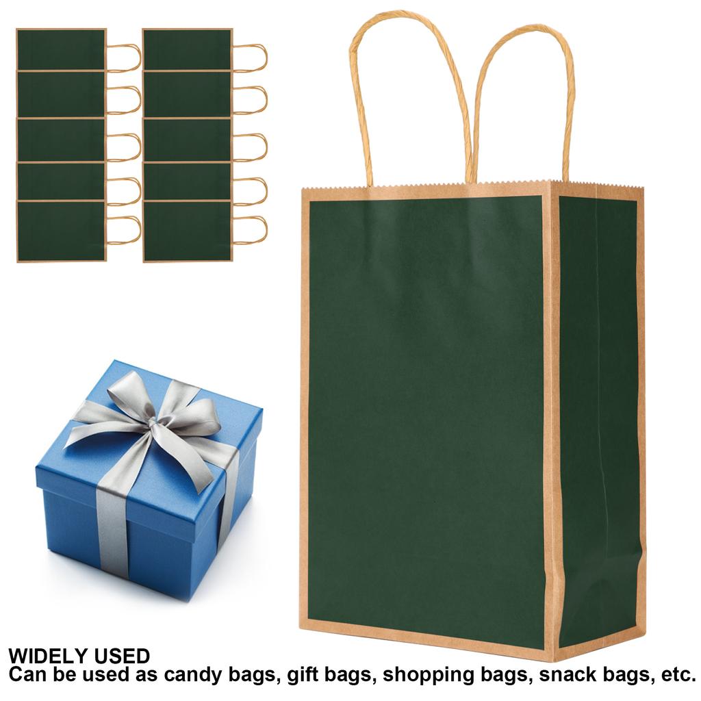 10Pcs Kraft Paper Bag Snacks Shopping Present Gift Bags With Handles for Wedding