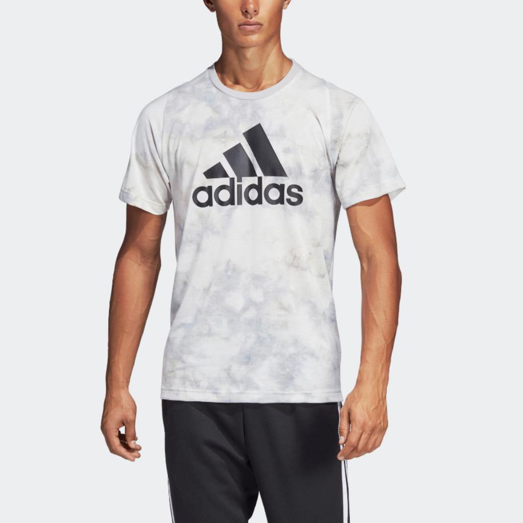 adidas Bequemes feuchtigkeitsableitendes Rundhals-Kurzarm-T-Shirt Herren Oberteile Weiß DP3124
