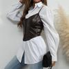 Women Style Vintage PU Leather Breasted Breastwrapped Vest