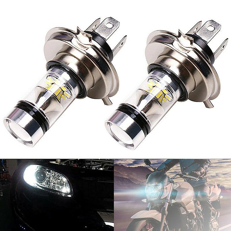 H4 100W 20Led Lampadina Abbagliante/Anabbagliante Hid 6000K Bianco Faro Moto Alta Potenza