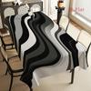 2D Flach 1 Stück - Einfaches Schwarz, Weiß und Grau Muster Tischdecke, Polyester Bedruckte Tischdecke, Schwarz, Weiß und Grau Verlaufswelle, Modern Minimalistisch