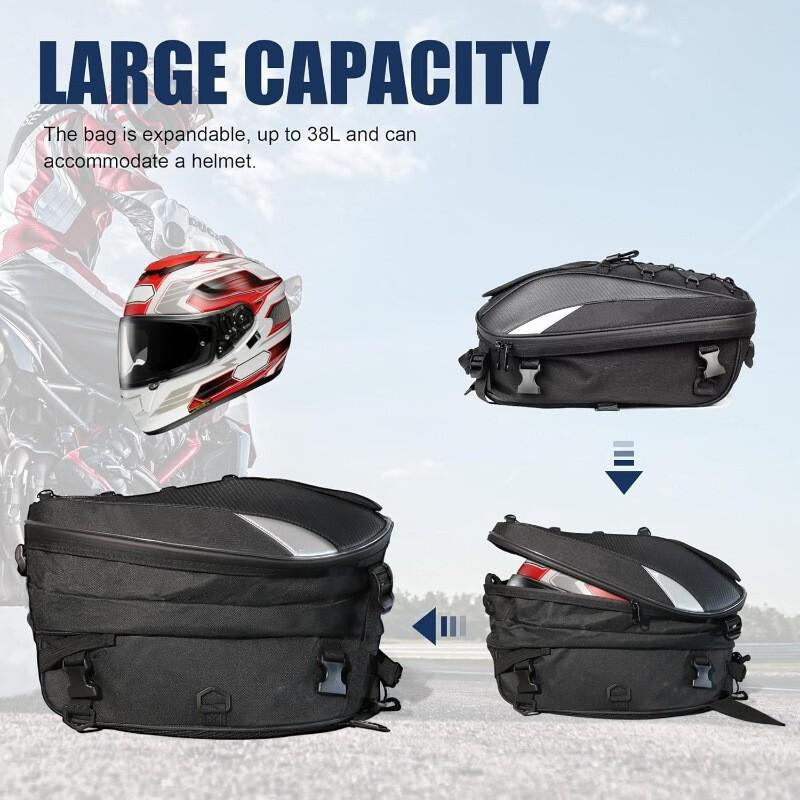 Motorcycle Rear Seat Backpack Large Capacity Oxford Fabric Tail Bag Riders With Rain Cover