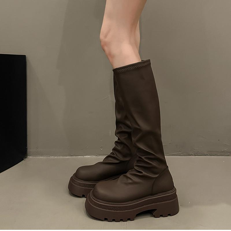 Autumn Winter Slim Women Knee High Boots Female Platform Thick Bottom Long Booties