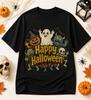 Happy Halloween Monster Squad Graphic T-Shirt | Cute Spooky Ghost, Pumpkin, Skeleton & Monster Tee