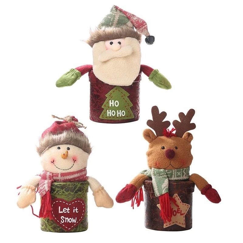Xmas New Year DIY Christmas Temperament Candy Jar Santa Claus Gift Box Snowman Apple Box Children's Cartoon Doll Gift Box