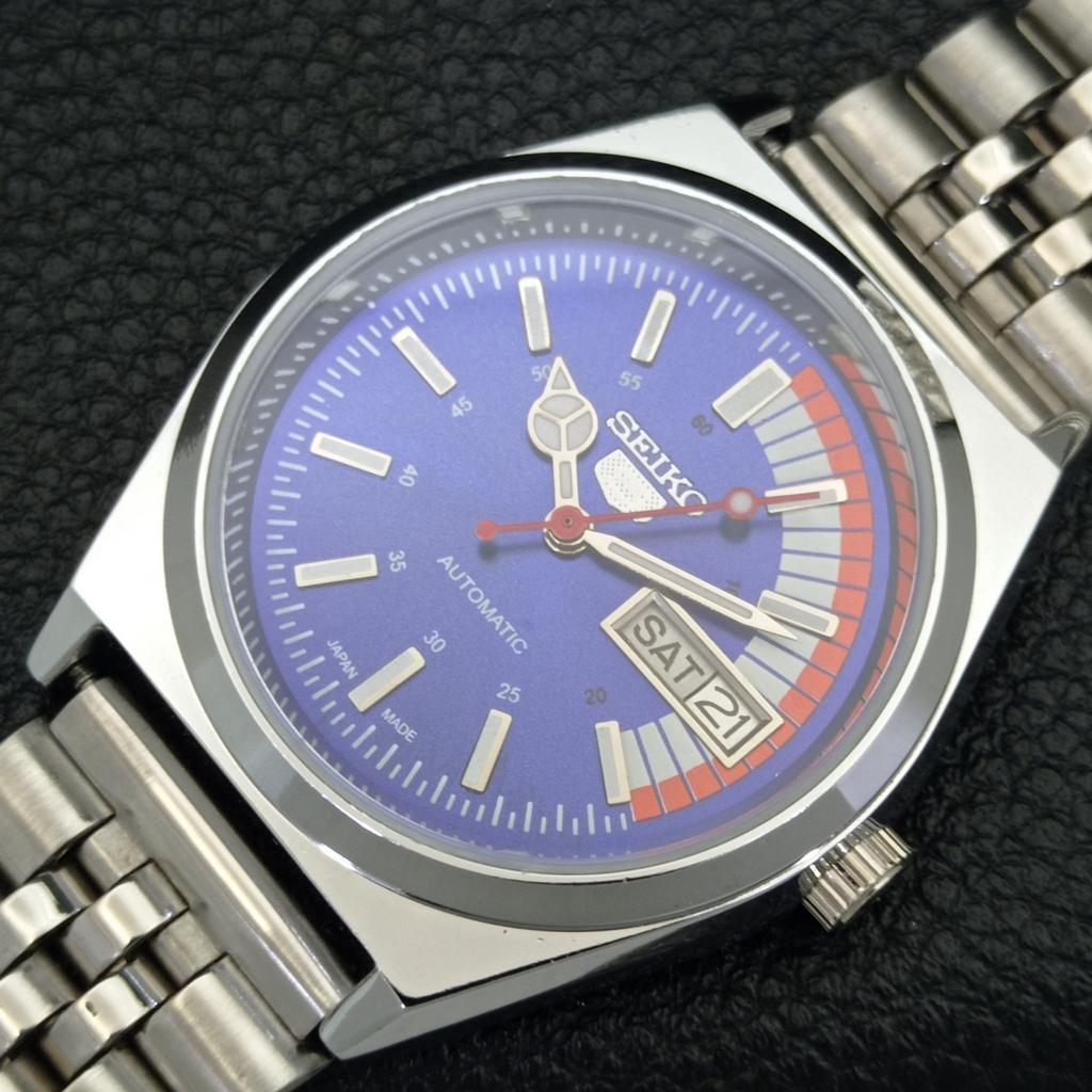 REFURBISHED VINTAGE SEIKO 5 AUTOMATIC 6309A JAPAN MENS BLUE DIAL WATCH A440760-9 Sk-a440760-1