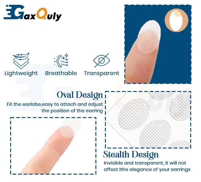 GaxQuly Transparent Ear Lobe for Support Earrings Invisible Heavy Earring Supporter Tapes Stickers Lifts Patches For Girls & Women, Eliminates Th