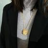 Gold Plated Leopard Head Pendant Necklace With Rhinestones Irregular Cutout Punk Style Long Chain Sweater