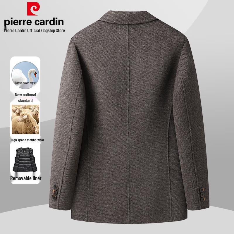 Pierre Cardin Men's Wool Blend Business Casual Coat with Detachable Down Liner