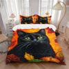 3Pcs Autumn Cat Portrait Bedding Set Soft Fabric Duvet Cover Pillowcases Home Christmas Xmas Halloween Gift 1 Duvet Cover 2 Pillowcase Eg17