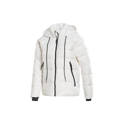 Zipper Hooded Short Down Jacket Women Jackets White FU1691