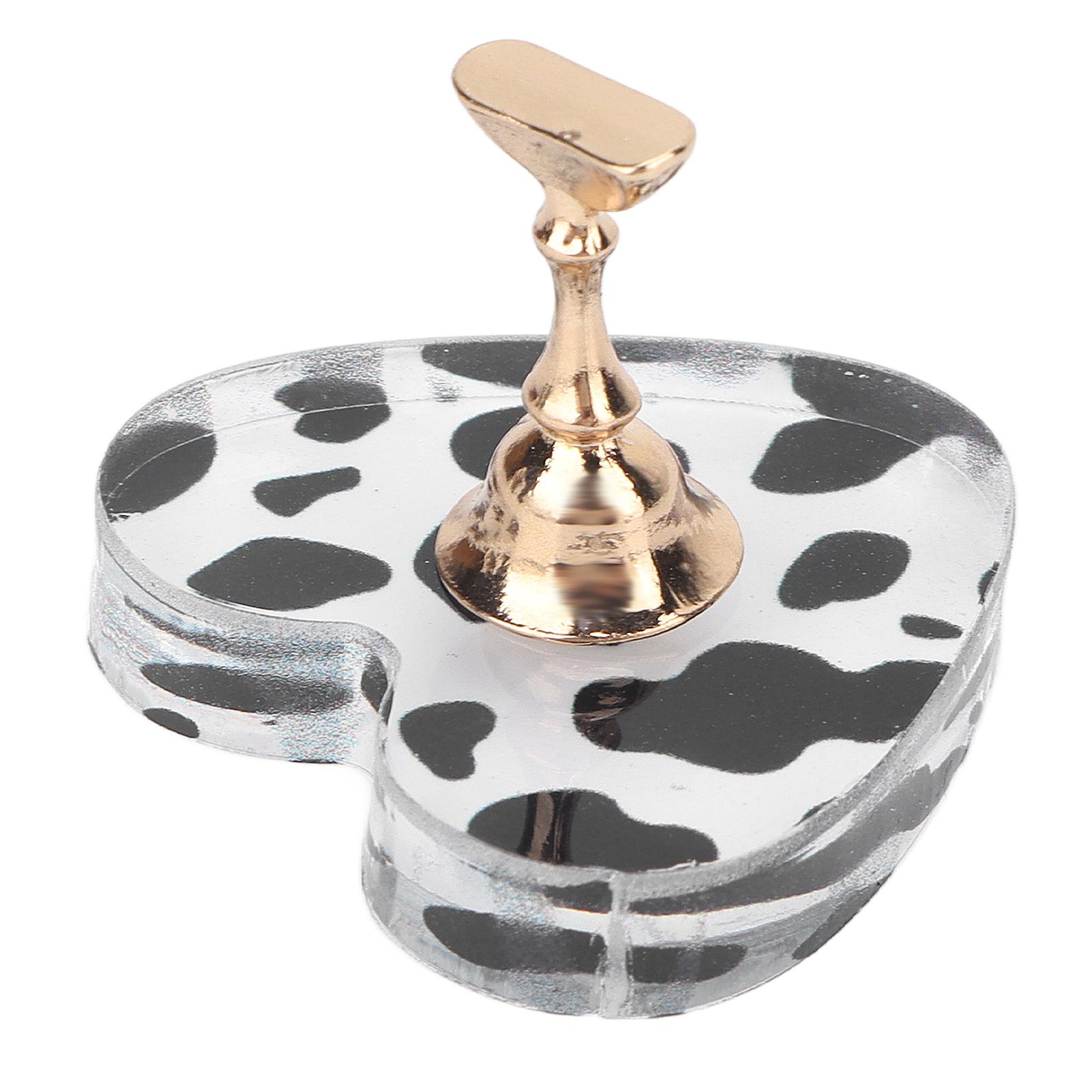 Nail Display Stand Acrylic Cow Texture Magnetic   Nail Tip Holder for Salon Home Manicure Practice