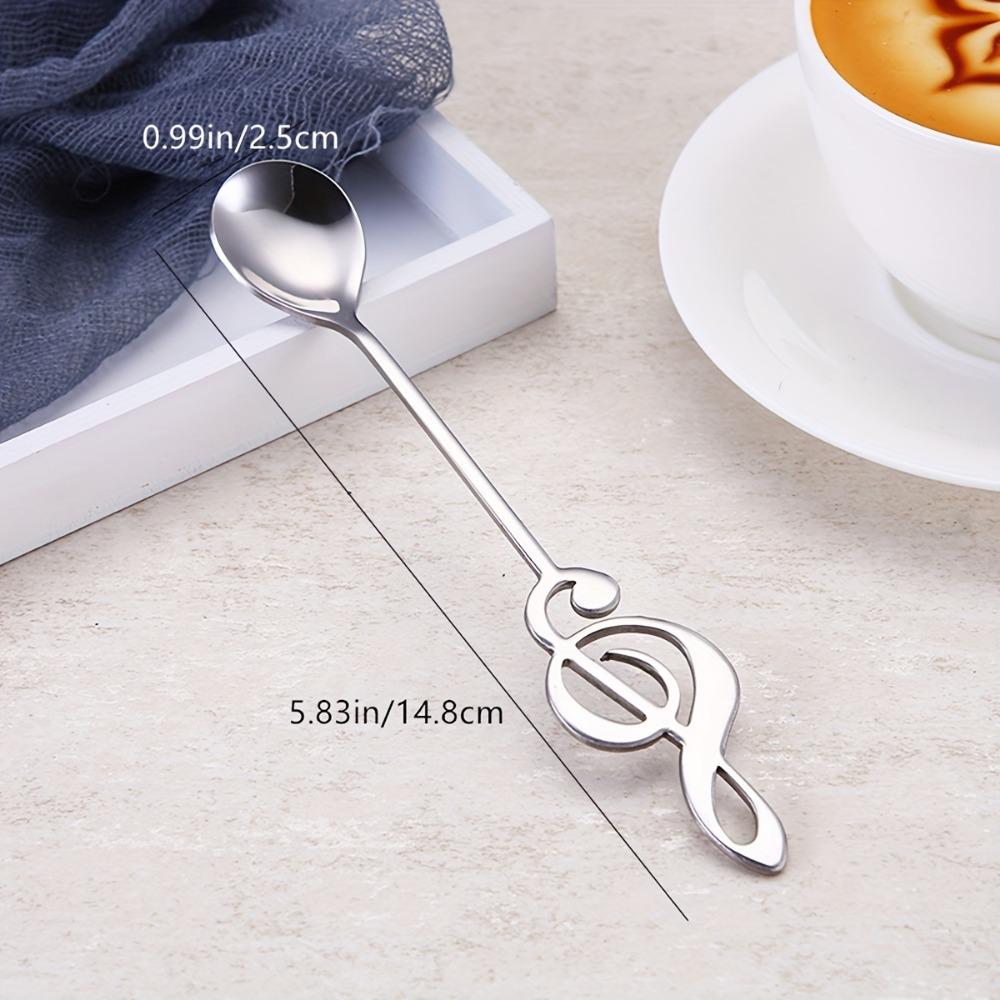 1PC Musical Note Design Spoon 304 Stainless Steel Creative Cute Teaspoon Suitable for Coffee Tea Dessert Beverage Stirring Milkshake Spoon Tableware