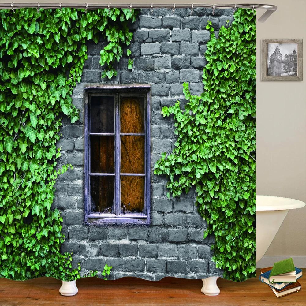 

3D window opening scenery natural landscape printed shower curtain washable bath curtain bathroom decoration with hook curtain W300XH180cm