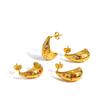 Geometric Stainless Steel Earrings With Stones For Women Fashion Jewelry