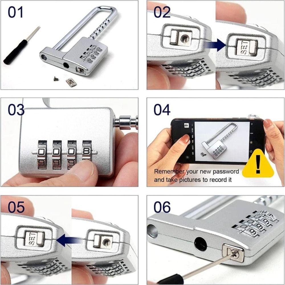 4Digit Lengthened U-shaped Lock Adjustable Password Lock Head Combination Padlock  Wardrobe