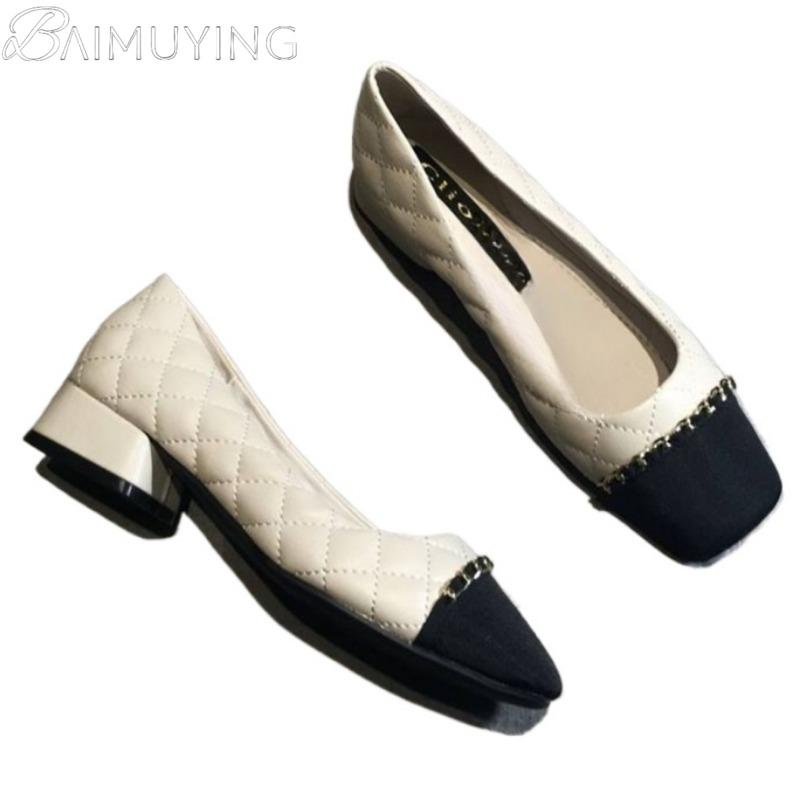 Fashion High Heels Ballet Marie Janes Shoes Woman Square Toe Sandals Soft Leather 2025 Trend Shallow Dress Summer Elegant Chunky Pumps