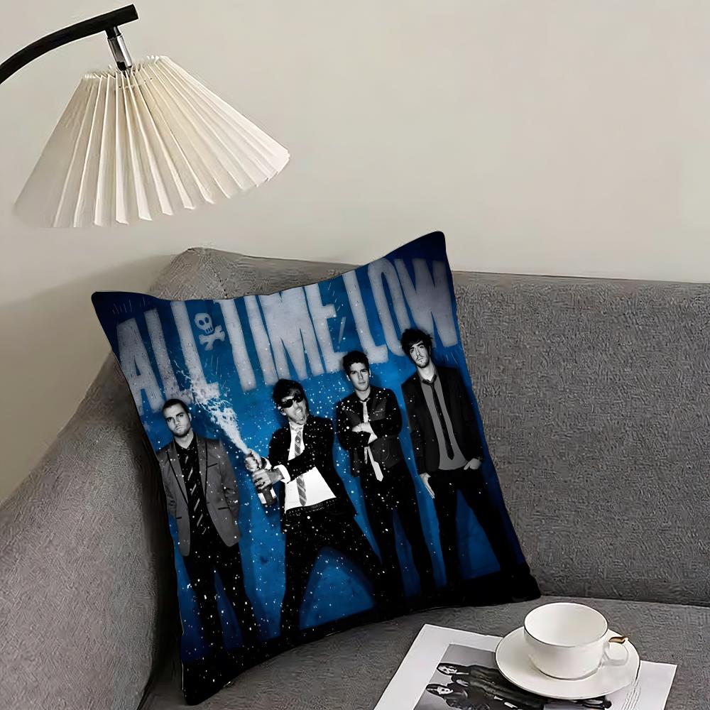 all time low rock band Cushion Cover Reversible Plush Pillow Cover – For car, sofa, bedroom, perfect as a gift.
