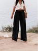2025 Spring/Summer Women's Solid Color Elastic Waist Wide-Leg Casual Pants