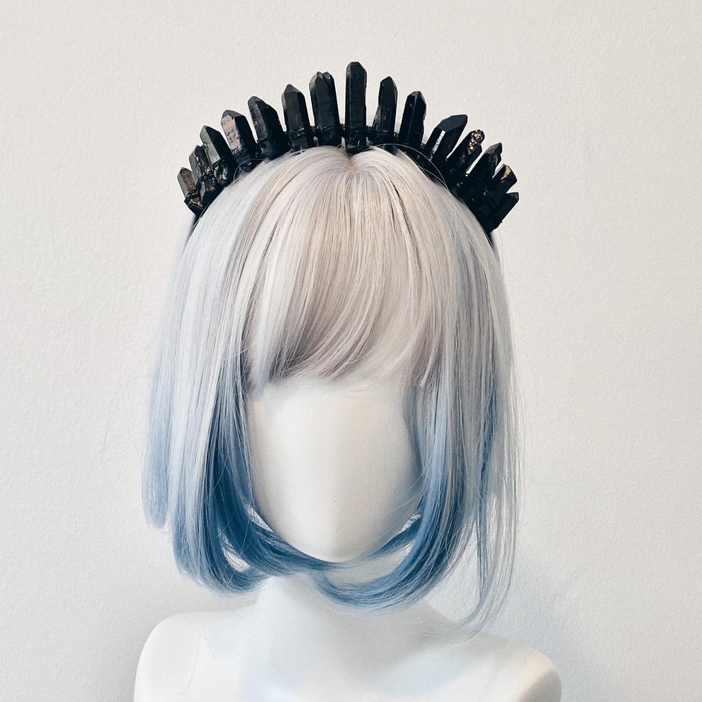 Raven | Black Crystal Quartz Goth Crown Bridal Tiara Witch Crown Wicca Gothic Cosplay Maleficent Tiara Bridal Headpiece