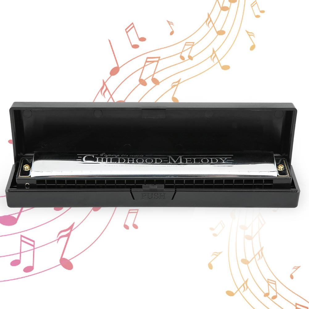 Professional Mouthorgan Harmonica Diatonic Harp C Key Stainless Steel Cover Plate 24?HoleBlack